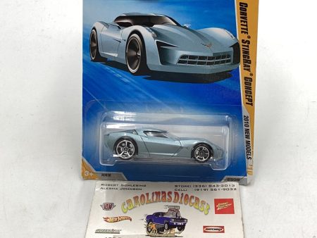 2010 Hot Wheels #19 09 Corvette stingray concept Silver Blue Metallic 18F Supply