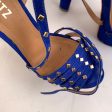 Schutz Blue Suede High Heels Sandals with Studs Size 39 For Discount