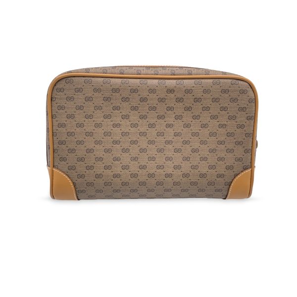 Gucci Vintage Beige Monogram Canvas Cosmetic Bag Clutch Bag Supply