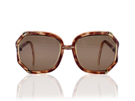 Ted Lapidus Vintage Brown TL1002 Rhinestones Oversize Sunglasses Online