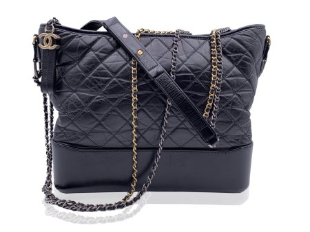 Chanel Black Quilted Leather Gabrielle Large Hobo Shoulder Bag Hot on Sale