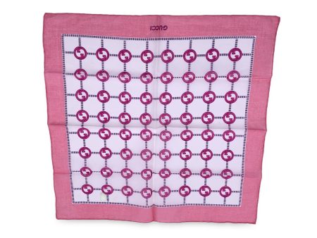 Gucci Vintage Pink GG Logo Cotton Neck Scarf Pocket Square Fashion