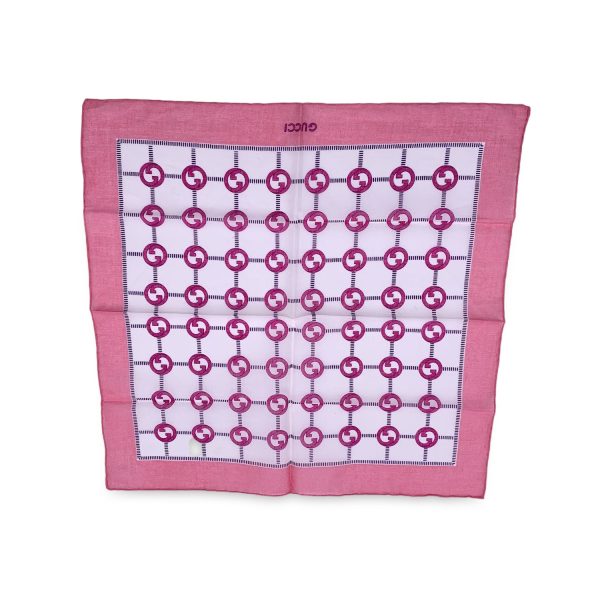 Gucci Vintage Pink GG Logo Cotton Neck Scarf Pocket Square Fashion