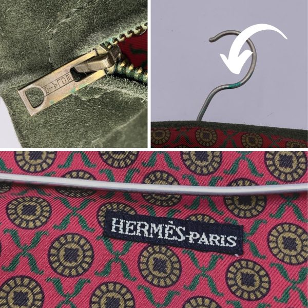 Hermes Vintage Green Suede Silk Lining Necktie Holder Rack Case Online