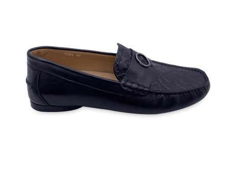 Versace Black Embossed Leather Mocassins Loafers Car Shoes Size 39 Online Hot Sale