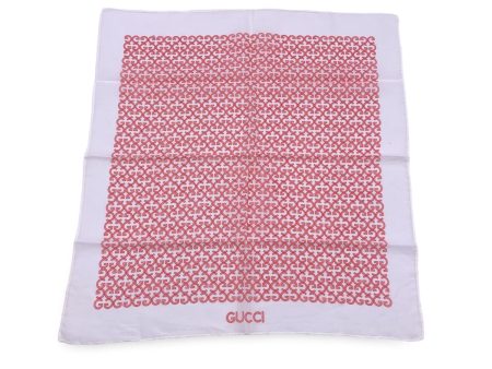 Gucci Vintage White Pink GG Cotton Neck Scarf Pocket Square Discount