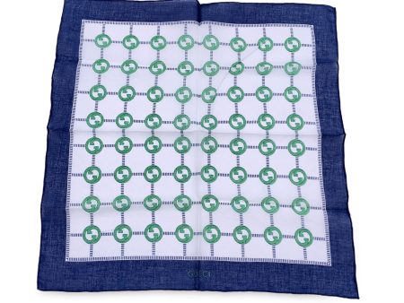 Gucci Vintage GG Logo Cotton Neck Scarf Handkerchief Blue Online now