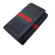 Gucci Black Denim Canvas and Leather Web 6 Key Case Holder Pouch For Sale