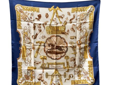 Hermes Paris Blue Vintage Silk Scarf 1998 Copeaux Caty Latham Fashion