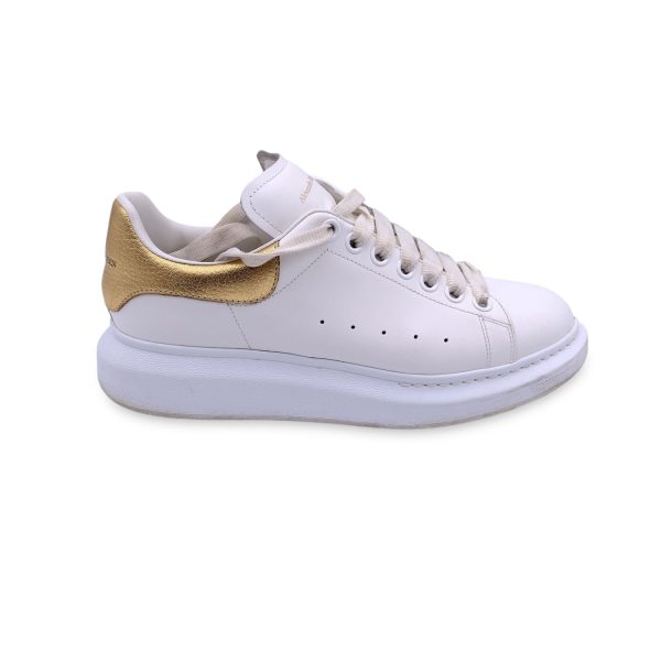 Alexander McQueen White Gold Lace Up Sneakers Shoes Size 40 Online now