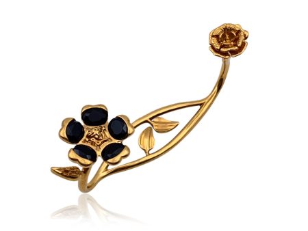 Versace Gold Metal V-Floral Garden Hand Cuff Bracelet Black Online