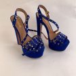 Schutz Blue Suede High Heels Sandals with Studs Size 39 For Discount