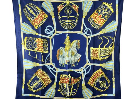 Hermes Blue Silk Scarf Les Muserolles 1986 by Christiane Vauzelles Online