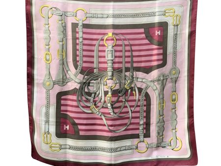 Hermes Paris Vintage Pink Purple Silk Scarf Coaching 1976 Abadie Online Hot Sale