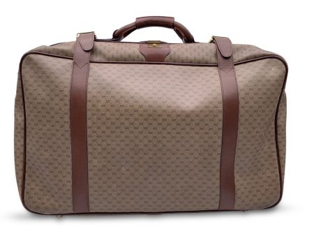 Gucci Vintage Beige Monogram Canvas Suitcase Travel Bag Supply