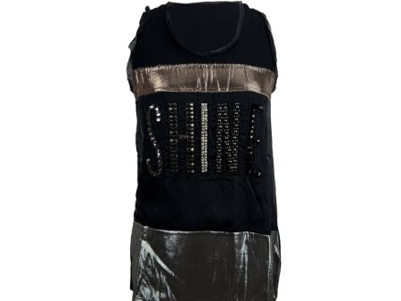 Lanvin Black Viscose Shine Sleeveless Top with Embellishment Size S Online