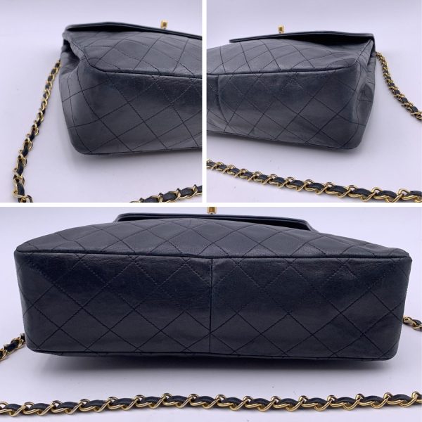 Chanel Vintage Black Quilted Trapeze Flap Shoulder Bag with Wallet For Sale