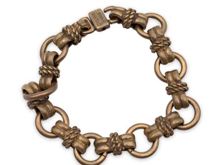 Celine Vintage Antiquated Gold Metal Chain Link Bracelet Online