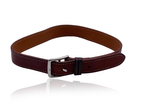 Hermes Brown Leather Etriviere Double Tour Bracelet Palladium Buckle Online now