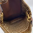 Valentino Garavani Rockstud Brown Leather and Crochet Tote Bag For Cheap