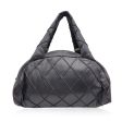 Chanel Dark Grey Quilted Leather CC Logo Bowling Bowler Bag Online Sale