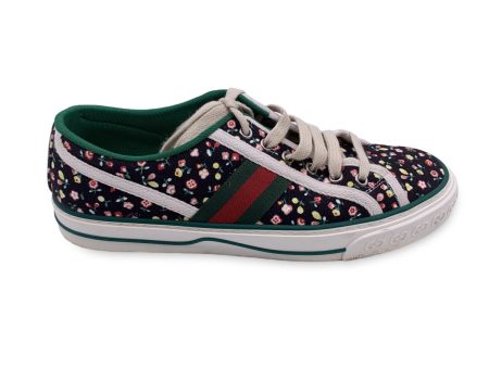 Gucci Black Floral Cotton Tennis 1977 Lace Up Sneakers Shoes Size 40.5 Cheap