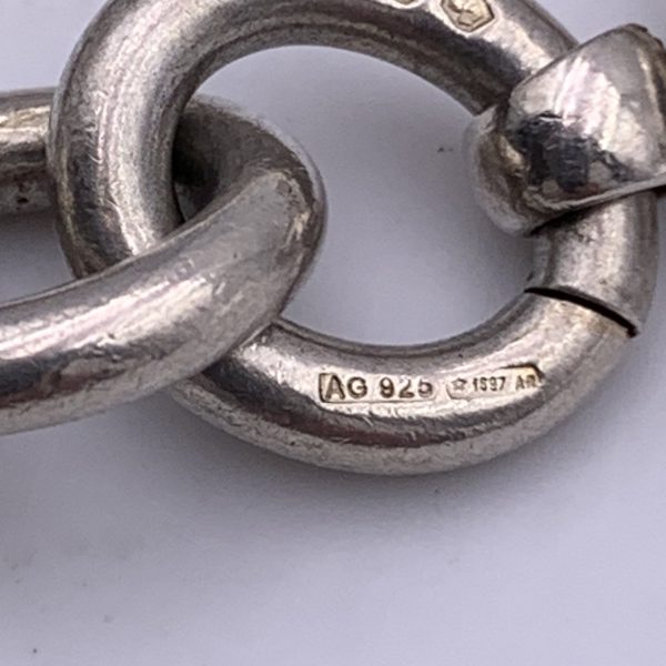 Gucci Sterling Silver 925 Rolo Chain Bracelet with Two Dog Tags on Sale