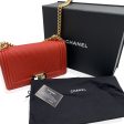 Chanel Red Cube Embossed Leather Medium Boy Shoulder Bag Online