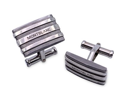 Montblanc Stainless Steel Rectangle Cufflinks with Box For Discount