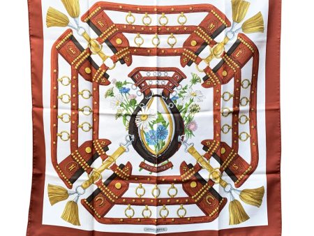 Hermes Paris Vintage Brown Silk Scarf Aux Champs 1970 Cathy Latham Cheap