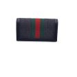 Gucci Black Denim Canvas and Leather Web 6 Key Case Holder Pouch For Sale